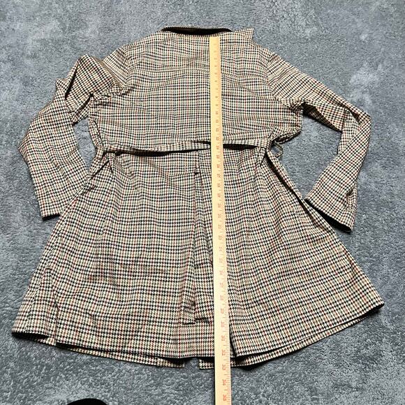 Cabi Sherlock Trench Coat Womens Medium Houndstooth Belted Stretch - Picture 5 of 7